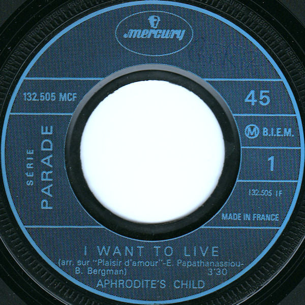 Aphrodite's Child : I Want To Live (7", Single)