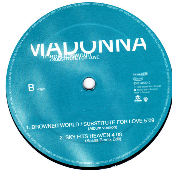 Madonna : Drowned World / Substitute For Love (12", Single)