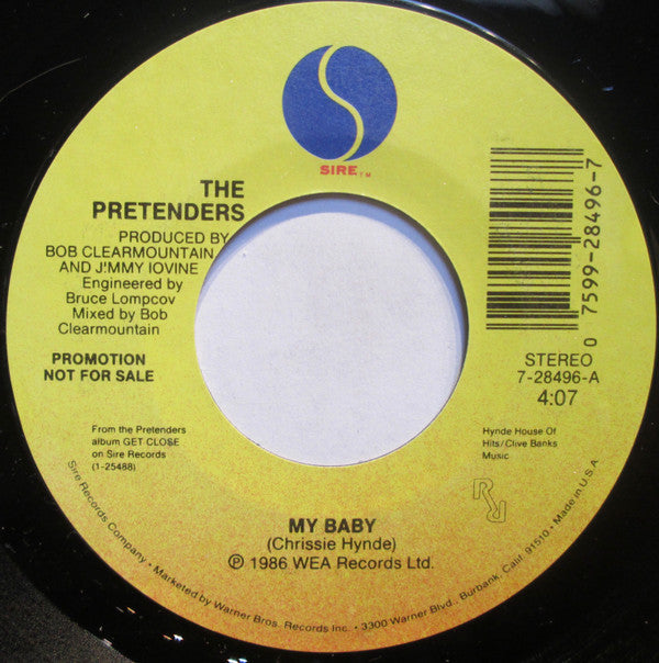 The Pretenders : My Baby (7", Single, Promo)