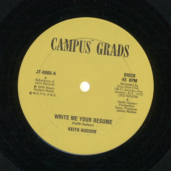 Keith Hudson : Write Me Your Resume (12")