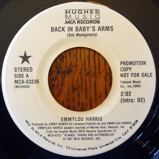 Emmylou Harris : Back In Baby's Arms  (7", Single, Promo)