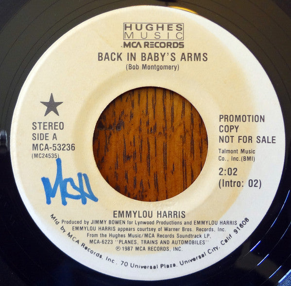 Emmylou Harris : Back In Baby's Arms  (7", Single, Promo)