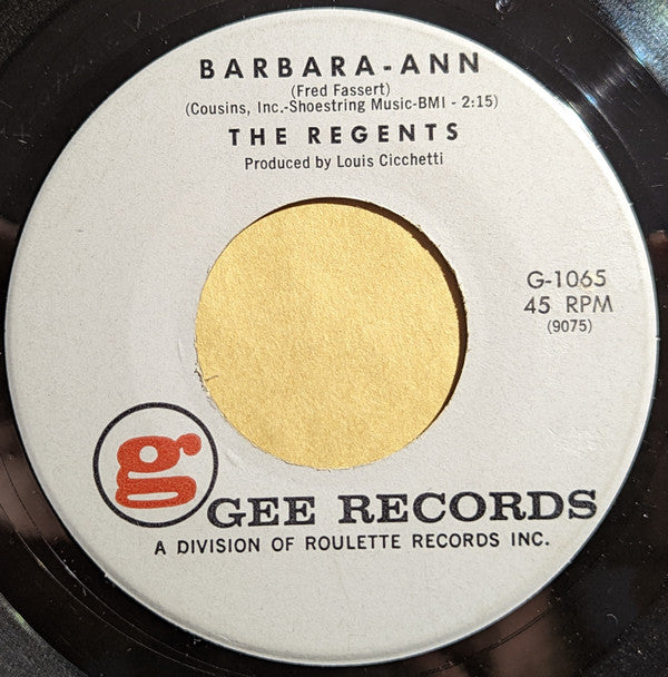 The Regents (2) : Barbara-Ann (7", Single, Mono)