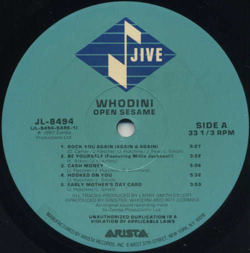 Whodini : Open Sesame (LP, Album, SRC)