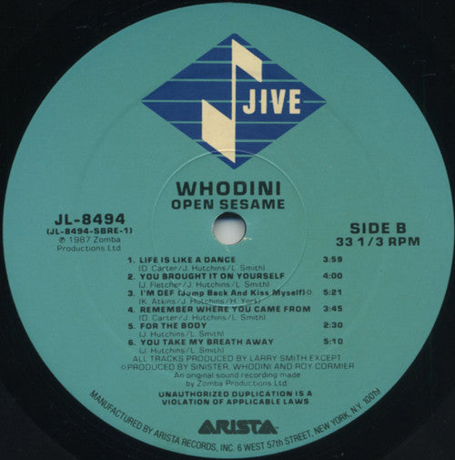 Whodini : Open Sesame (LP, Album, SRC)