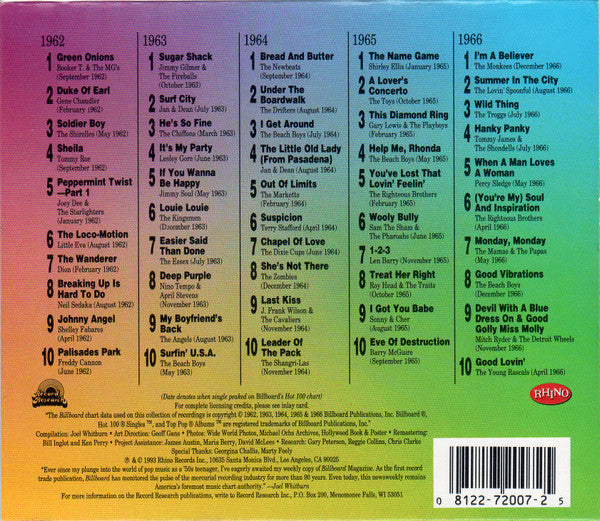 Various : Billboard Top Rock 'N' Roll Hits: 1962-1966 (5xCD, Comp + Box)