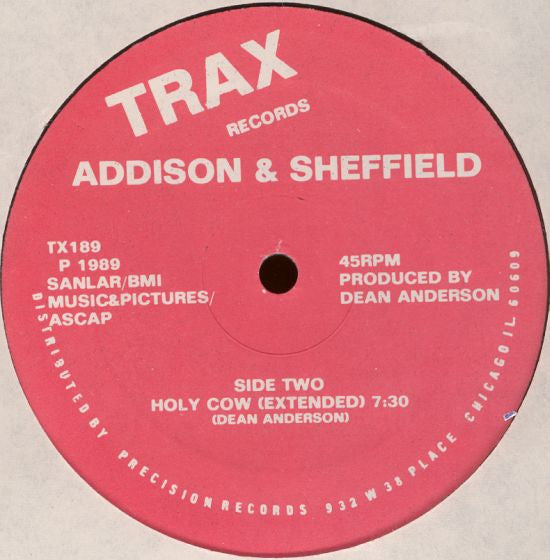 Addison & Sheffield : Holy Cow (12")