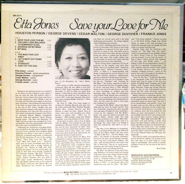 Etta Jones : Save Your Love For Me (LP, Album)