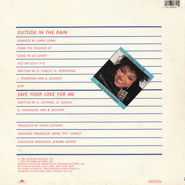 Gwen Guthrie : Outside In The Rain (12", Single)