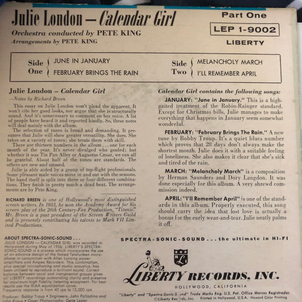 Julie London : Calendar Girl - Part One (7", EP)