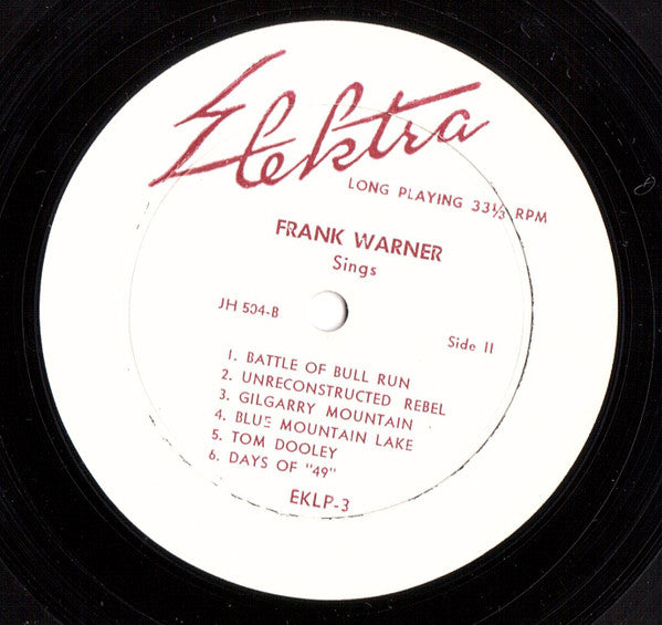 Frank Warner : Sings American Folk Songs And Ballads (10", RP)