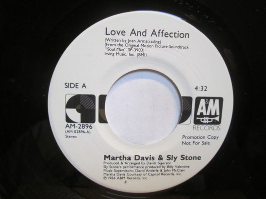 Martha Davis & Sly Stone : Love And Affection (7", Promo)