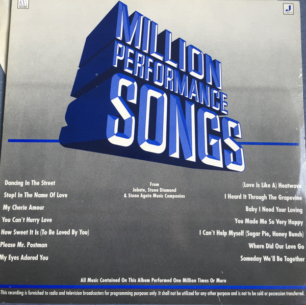 Various : Million Performance Songs (LP, Comp, Promo)