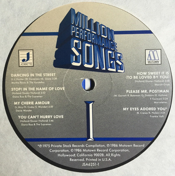 Various : Million Performance Songs (LP, Comp, Promo)