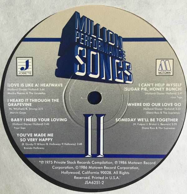 Various : Million Performance Songs (LP, Comp, Promo)