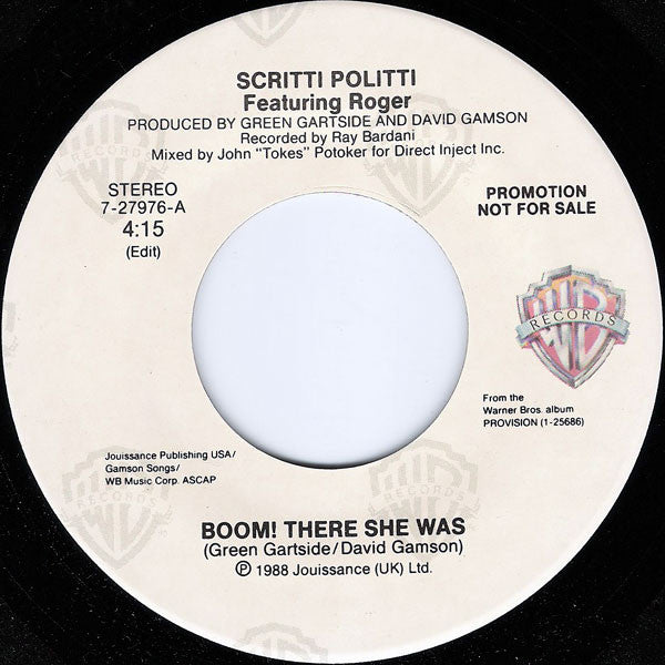 Scritti Politti Featuring Roger* : Boom! There She Was (7", Promo)