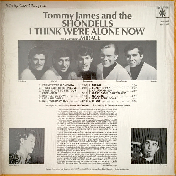 Tommy James & The Shondells : I Think We're Alone Now (LP, Album, Mono)