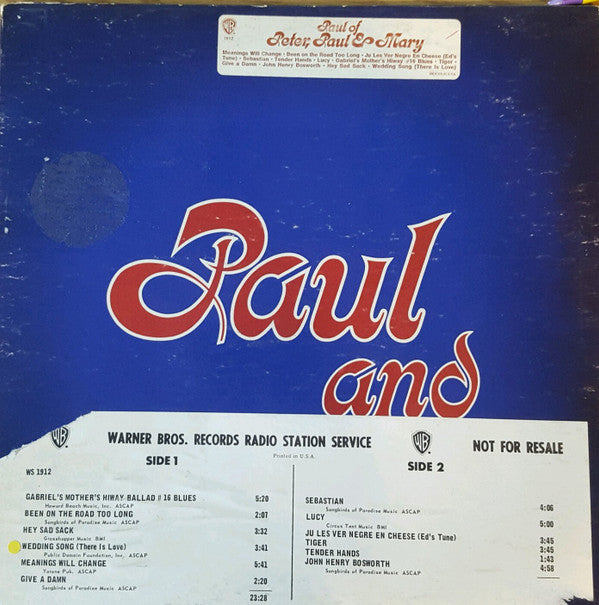 Paul Stookey* : Paul And (LP, Album, Promo)