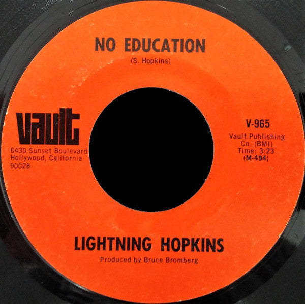 Lightnin' Hopkins : Easy On Your Heels / No Education (7", Single)