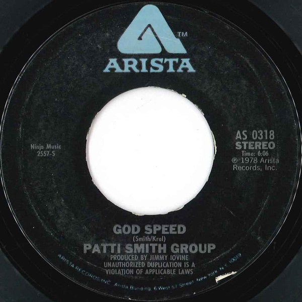 Patti Smith Group : Because The Night (7", Single, Styrene, Pit)